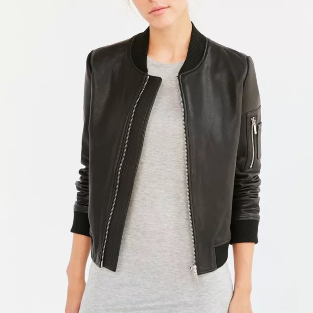 Bagatelle It's Real Leather Bomber Jacket